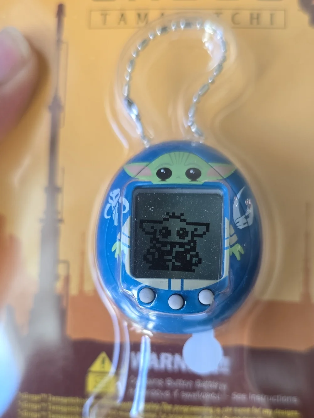 Star Wars Grogu Tamagotchi Blue Keychain Pocket Pet